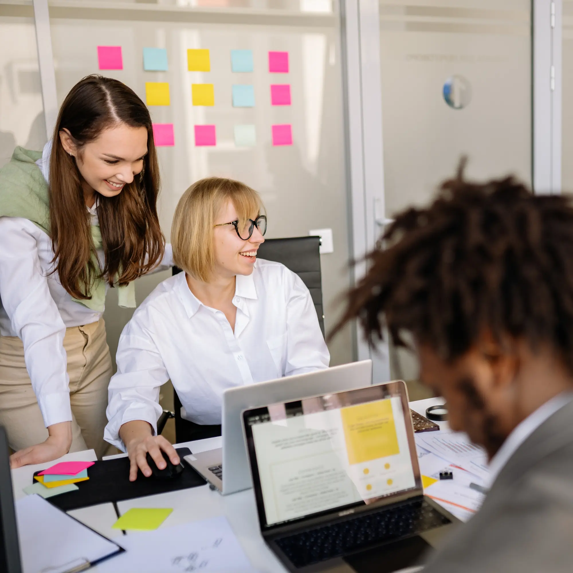 A delivery team reviewing an implementation together